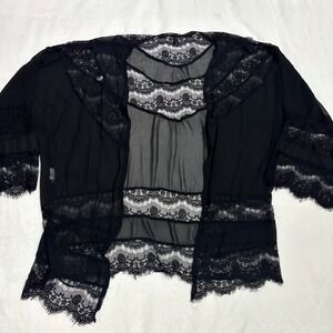 Women's 5XL Black Lace Kimono Cardigan Sheer Whimsigoth Boho Festival Plus Size